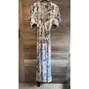 Reformation Winslow Wrap Blue Dress Size XS Lucerne Floral Long Maxi Romantic